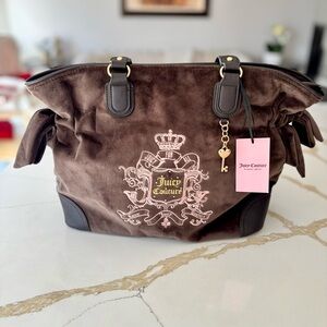 Juicy Couture Chocolate Brown Tote with Gold Accents
